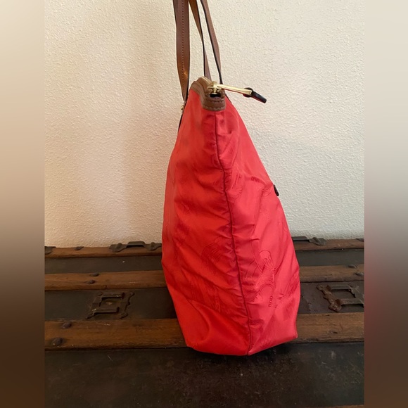 Vintage Polo Ralph Lauren red embossed horseshoes RLL tote hand bag GC~ - Picture 7 of 17